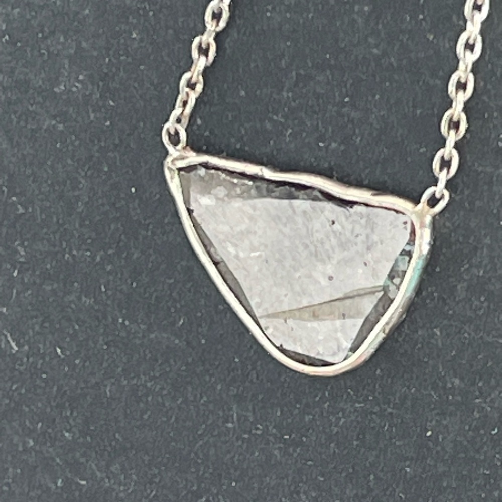 Slice of a Diamond Sterling Silver 925 Pendant Necklace 16”-17”-18” adjustable